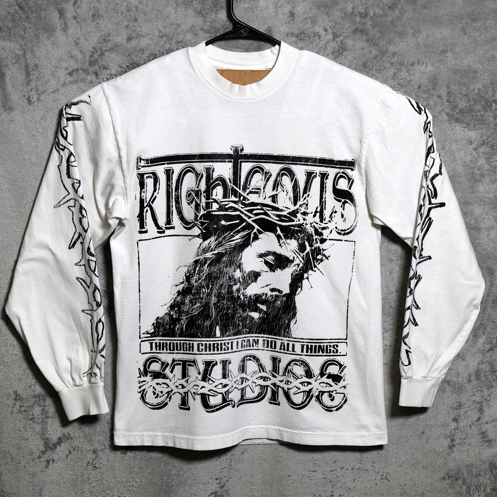 Righteous Studios God Got Me T-Shirt Mens Medium White Jesus Crown Graphic Tee